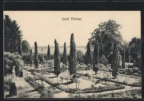 AK Insel Mainau, Parkanlagen aus der Vogelschau