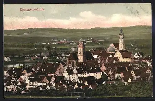 AK Donauwörth, Teilansicht der Ortschaft mit Umland