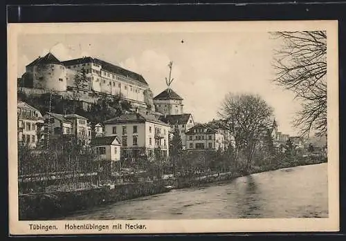 AK Tübingen, Burg Hohentübingen mit Neckar