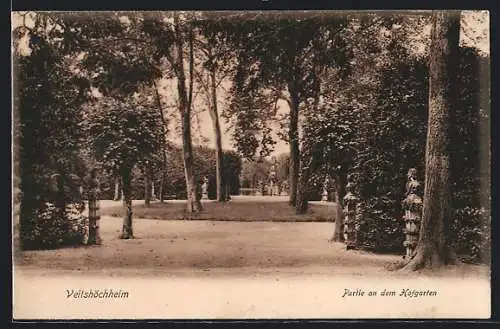 AK Veitshöchheim, Partie am Hofgarten, Büsten