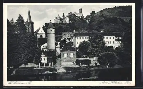 AK Wertheim a. M., Blick auf das Kittstein-Tor, Blick hinauf zur Burg