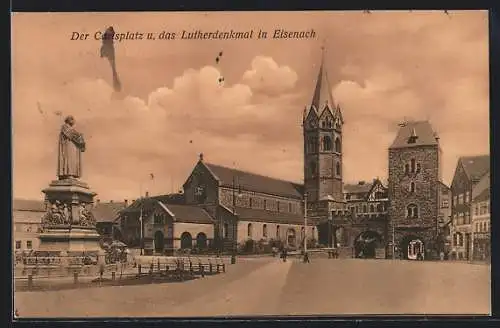 AK Eisenach, Carlsplatz und Lutherdenkmal