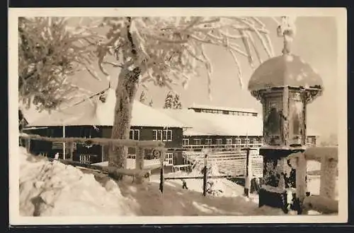 AK Oberhof /Thür., Wandelhalle mit Eisstadion