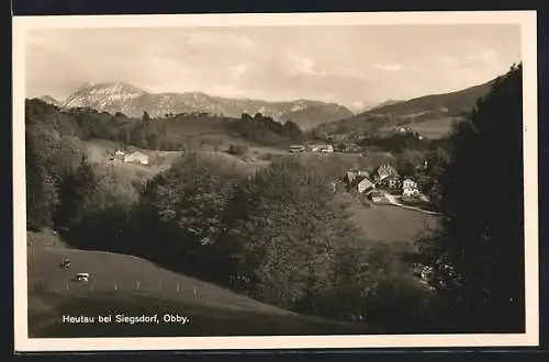 AK Heutau bei Siegsdorf, Stimmungsvolles Bergpanorama