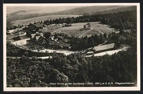 AK Inselberg, Fliegeraufnahme vom Hotel Gotha