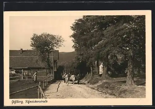 AK Gehlberg, Schmückerstrasse, Rinderkarren