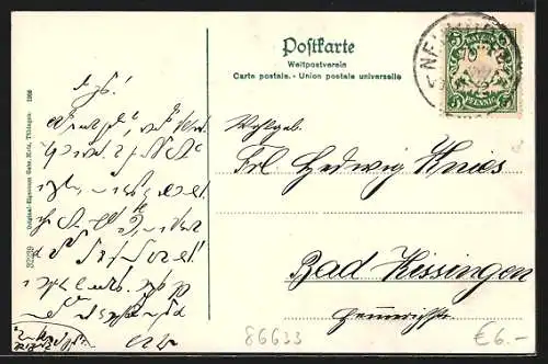 AK Neuburg a. D., Uferpartie mit Schloss