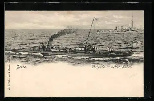 AK Torpedoboot in voller Fahrt