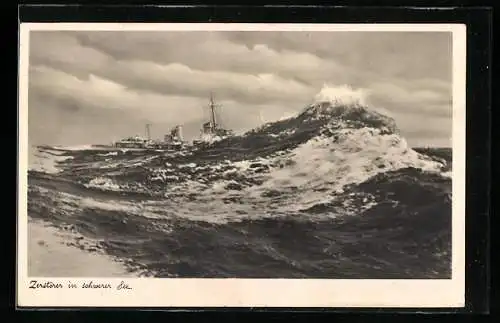 AK Zerstörer in schwerer See