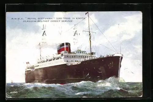 AK Passagierschiff Royal Scotsman auf stürmischer See