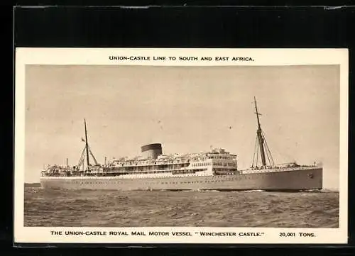 AK The Union-Castle Royal Mail Moto Vessel Winchester Castle auf hoher See