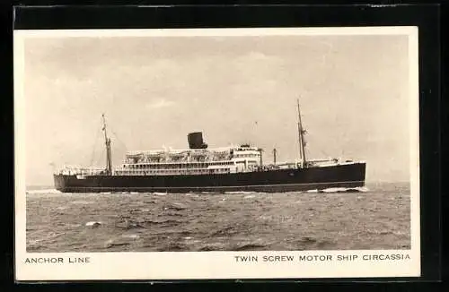 AK Passagierschiff Circassia der Anchor Line auf hoher See