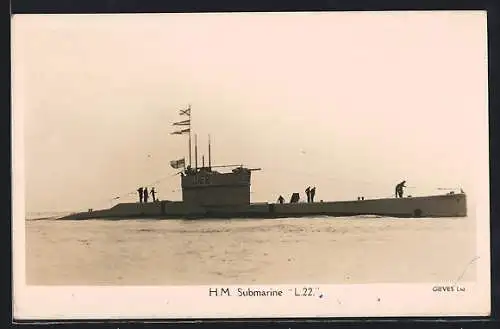 AK Britisches U-Boot L.22., Mannschaft an Deck