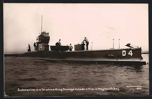 AK Submarine D 4 in which King George V. made a trip in Weymouth Bay