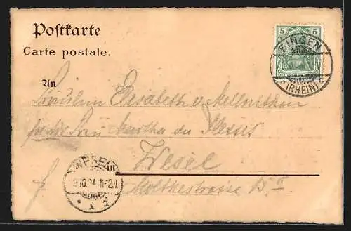 Lithographie Koblenz, Dampfer Rheingold passiert Festung Ehrenbreitstein