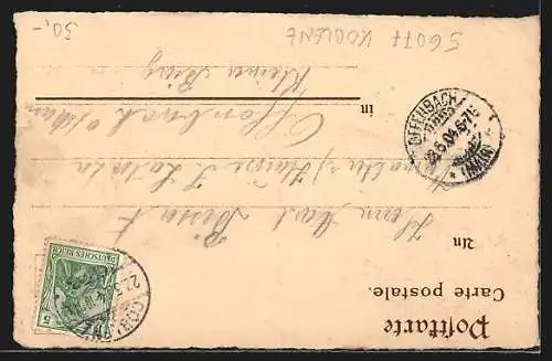 Lithographie Dampfer Rheingold auf dem Rhein vor Ehrenbreitstein