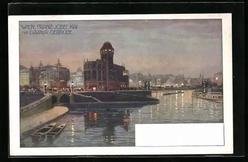 AK Wien, Franz-Josefs-Kai, Blick zum Urania-Gebäude