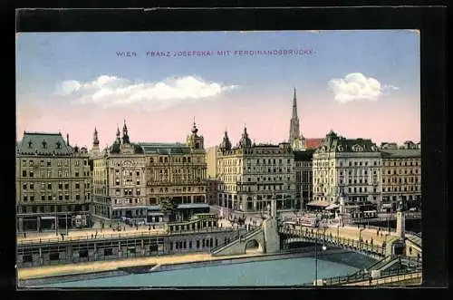 AK Wien, Franz Josefskai mit Ferdinandsbrücke