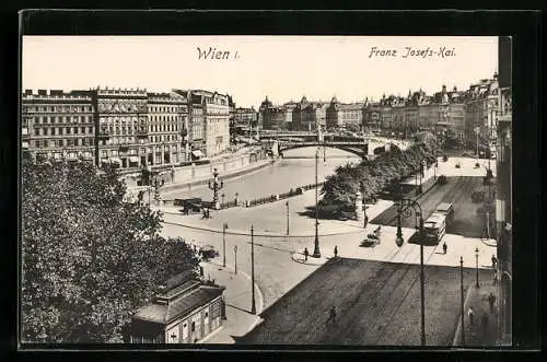 AK Wien, Strassenbahn am Franz Josefs-Kai