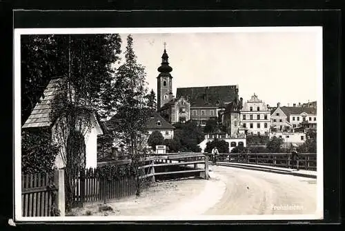 AK Frohnleiten, Ortsansicht, Bildstock, Radfahrer