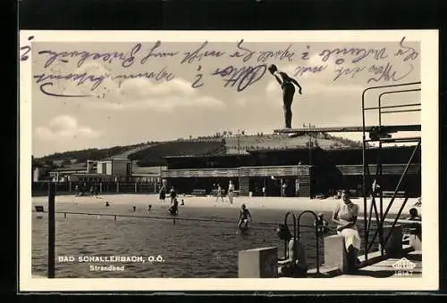 AK Bad Schallerbach /O.Ö., Strandbad mit Sprungbrettspringer
