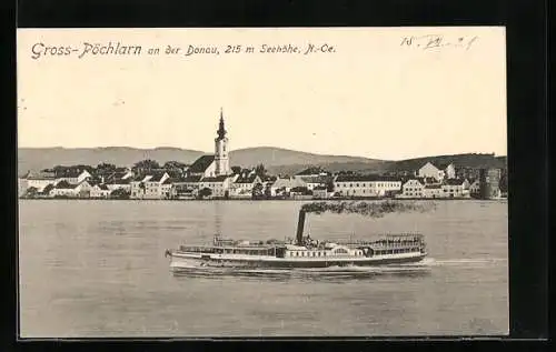 AK Gross-Pöchlarn /N.Oe., Dampfer auf der Donau