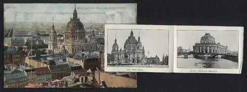 Leporello-AK Berlin, Dom vom Rathausturm, Kaiser Friedrich Museum, Reichstagsgebäude