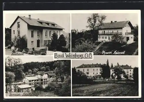 AK Prambachkirchen, Bad Weinberg, Kurhaus, Pension Kainradl, Schloss Dachsberg und Pension Dachsberg