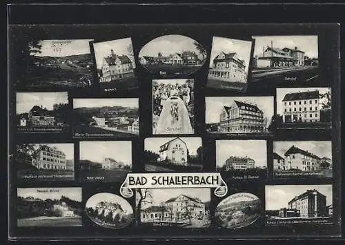 AK Bad Schallerbach, Hotel Stadt Wien, Breitwiesers Gasthof, Kurheim der Wiener Strassenbahnen