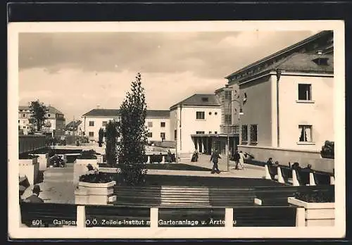 AK Gallspach /O.Ö., Zeileis-Institut mit Gartenanlage und Ärztebau