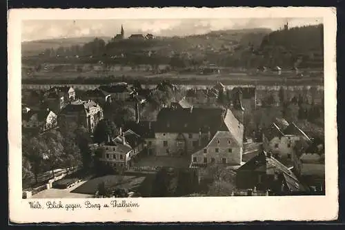 AK Wels, Blick gegen Burg und Thalheim