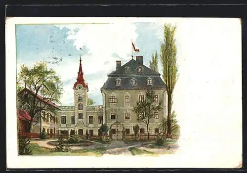 Künstler-AK Mistelbach bei Wels, Haushaltungsschule