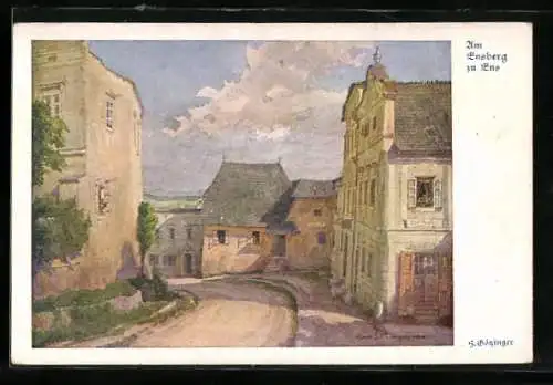 Künstler-AK Hans Götzinger: Aus alter Zeit, Strasse in einer Stadt