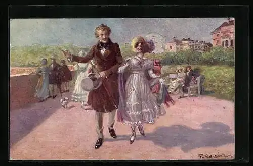 Künstler-AK F. Gareis: Ferdinand Raimund und Therese Krones