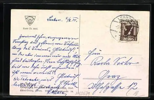 Künstler-AK Leoben, Hauptplatz mit Denkmal