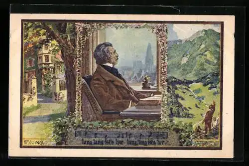 Künstler-AK Franz Jung-Ilsenheim: Älterer Herr schwelgt in Erinnerungen