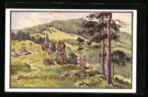 Künstler-AK Franz Jung-Ilsenheim: Oberwanderung Scharfenstein mit Hochwald