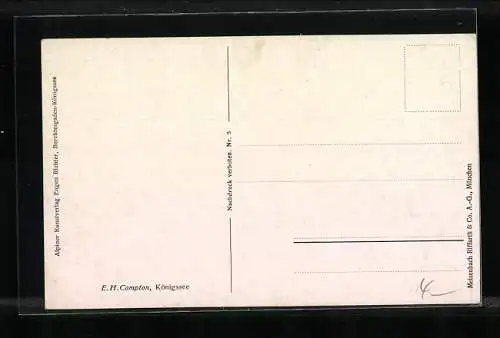 Künstler-AK Edward Harrison Compton: Königssee mit Gebirgslandschaft