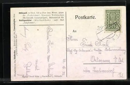 Künstler-AK Edward Theodore Compton: Dölsach, Ortspanorama