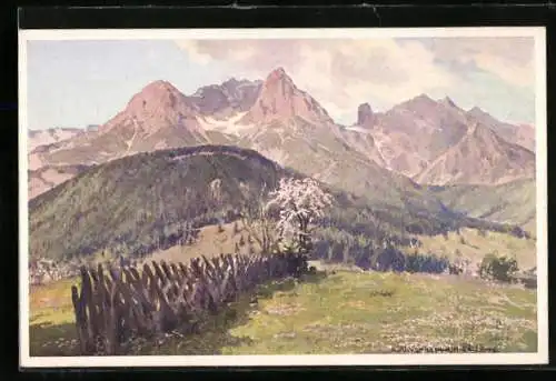 Künstler-AK Franz Jung-Ilsenheim: Saalfelden, Blick auf das Steinerne Meer