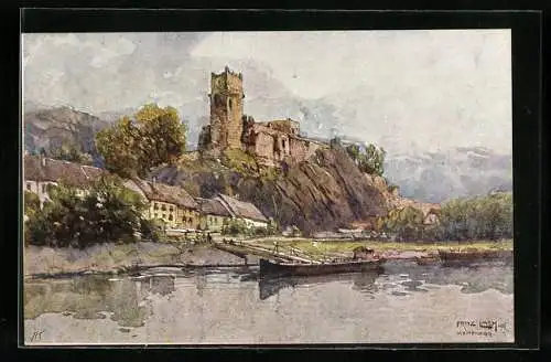 Künstler-AK Fritz Lach: Weitenegg a. D., der Nibelungenweg