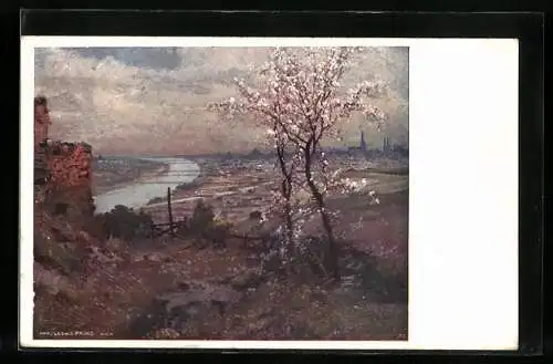 Künstler-AK Karl Ludwig Prinz: Wien, Frühlingsstimmung auf dem Leopoldsberg