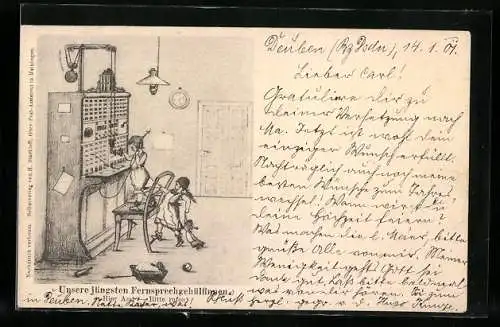 Künstler-AK H. Starkloff: Unsere jüngsten Fernsprechgehülfinnen