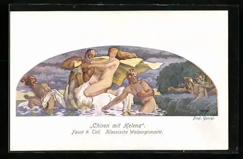 Künstler-AK Walter Georgi: Faust II. Teil, Chiron mit Helene, Walpurgisnacht
