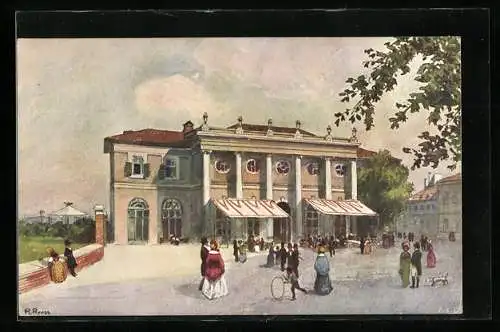 Künstler-AK Alt-Wien, Blick auf das Gasthaus Paradiesgärtchen
