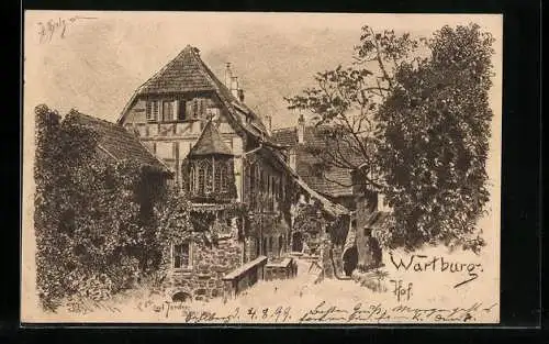 Künstler-AK Carl Jander: Wartburg, Hofpartie