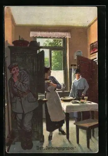 Künstler-AK Arthur Thiele unsign.: Der Deckungsgraben