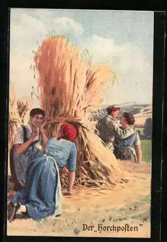 Künstler-AK Immer Fachmann 5: Der Horchposten, Soldatenhumor