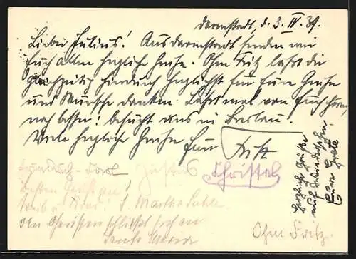 AK Wächtersbach /Kr. Gelbhausen, Teilansicht mit Kirche, Ganzsache Lernt Deutschland kennen