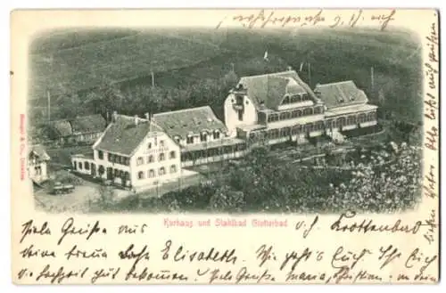 Relief-AK Glotterbad, Kurhaus und Stahlbad aus der Vogelschau